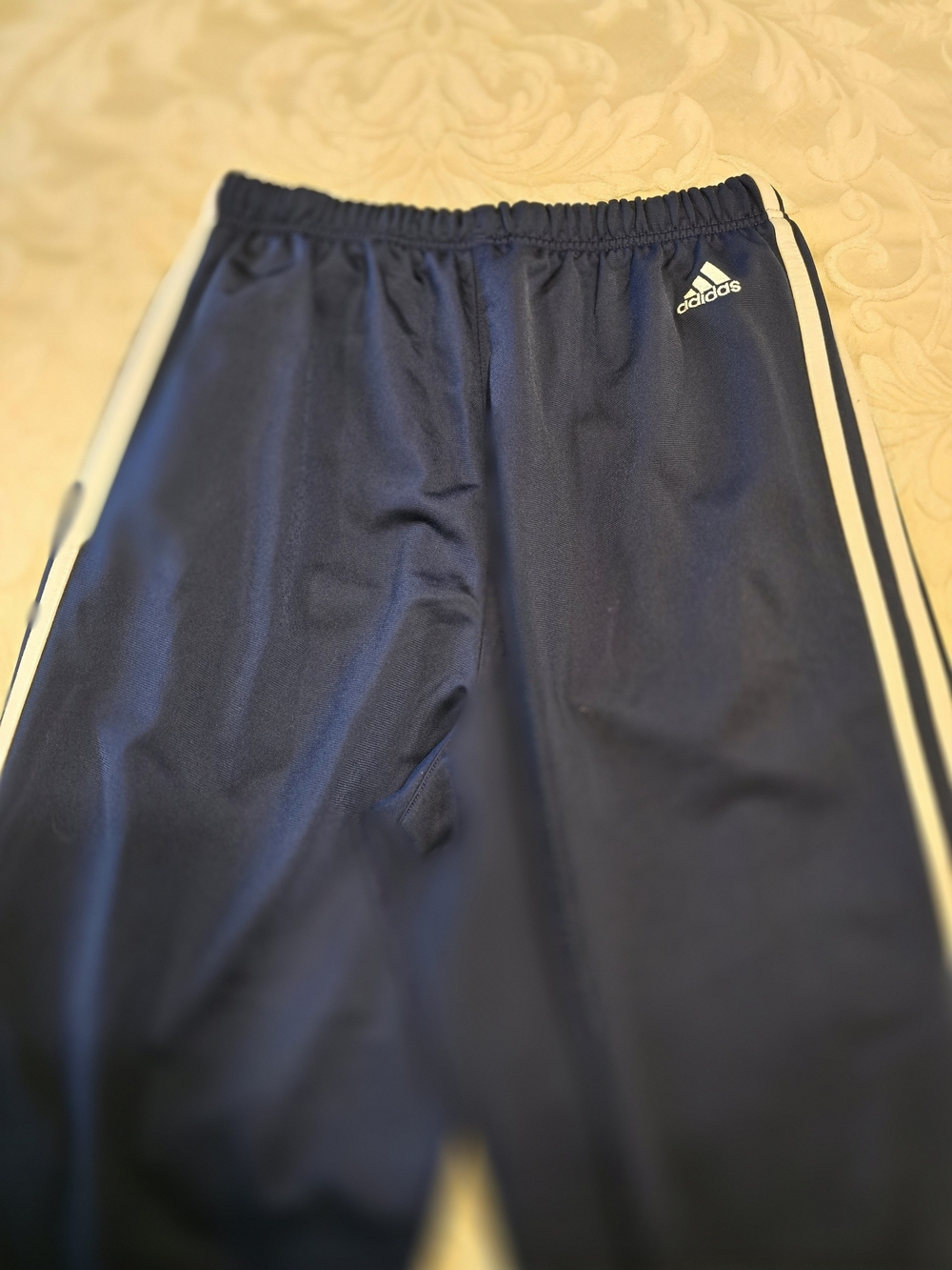 adidas Navy Track Pants with White Side Stripes